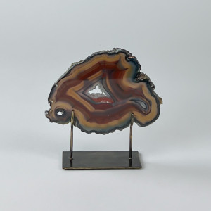 Small Brown Agate On Antique Brass Bases (T7346)