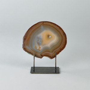 Small Brown Agate On Antique Brass Bases (T7352)