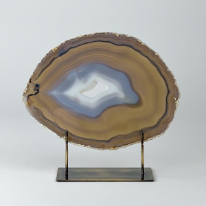 Extra Large Grey Agate On Antique Brass Bases (T7443)