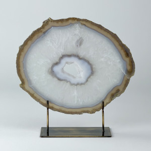 Extra Large Grey Agate On Antique Brass Bases (T7444)