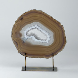 Extra Large Brown Agate On Antique Brass Bases (T7457)
