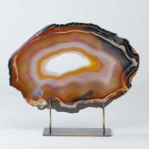Extra Large Brown Agate On Antique Brass Bases (T7463)