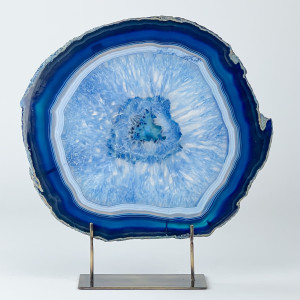 Massive Blue Agate On Antique Brass Bases (T7469)