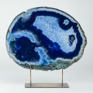 Massive Blue Agate On Antique Brass Bases (T7470)