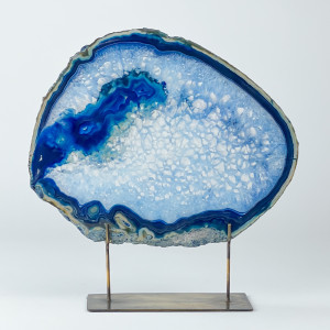Massive Blue Agate On Antique Brass Bases (T7471)