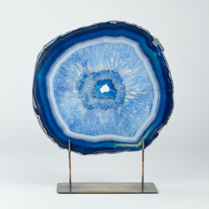 Massive Blue Agate On Antique Brass Bases (T7472)