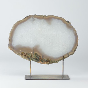 Massive Grey Agate On Antique Brass Bases (T7478)