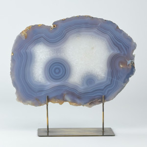 Massive Grey Agate On Antique Brass Bases (T7484)