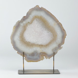 Massive Grey Agate On Antique Brass Bases (T7485)
