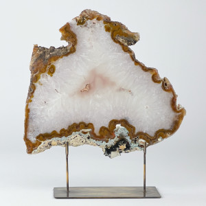 Massive Brown Agate On Antique Brass Bases (T7499)