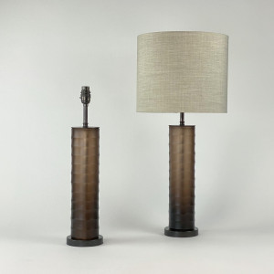Pair Of Small Brown Glass 'Rolo' Lamps On Brown Bronze Bases (T7508)
