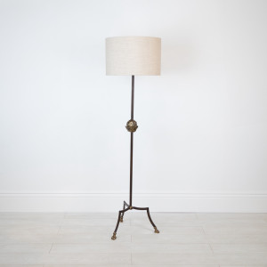 Wrought Iron 'Artichoke' Floor Lamp In Brown Bronze Painted Finish With Distressed Gold Leaf Highlights (T7564)